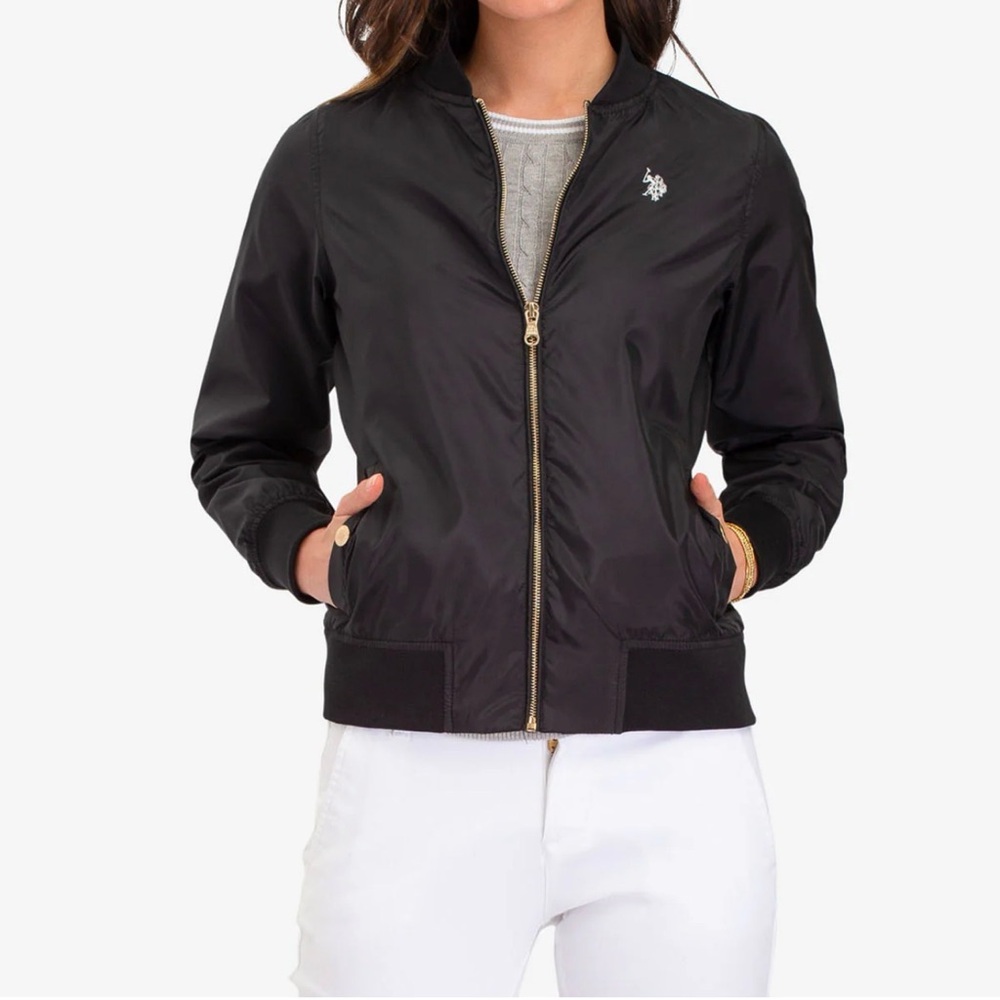 U.S. Polo Assn. Black Jacket with Gold Zipper